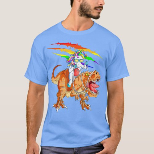 Unicorn Riding TRex Dinosaur For Kids Boys Girls M T_Shirt