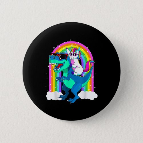 Unicorn Riding Trex Dinosaur Gift Girls Boys Kids Button