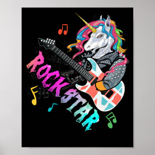 Unicorn Rock star Guitar Rockin' Music Singer Poster