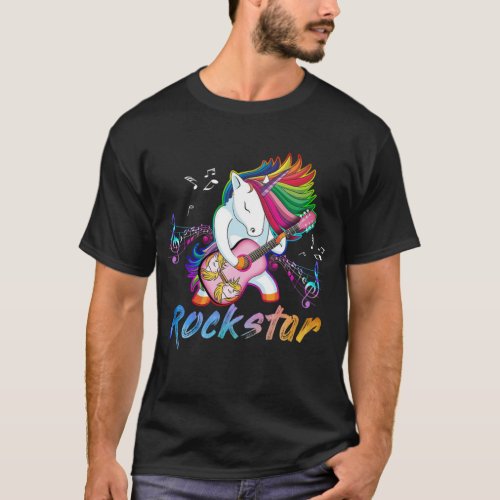 Unicorn Rock star Guitar Rockin music singer T_Shirt