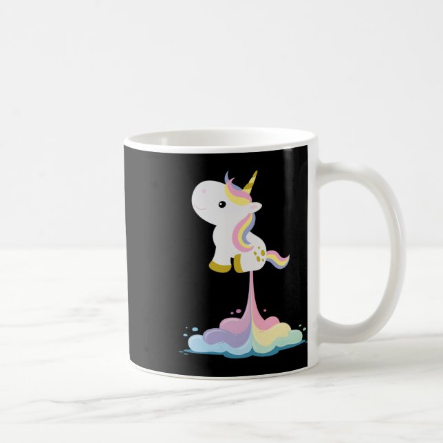 Unicorn Rocket Rainbow Clouds  Coffee Mug (Right)