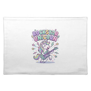 Unicorn Rockstar Unicorn Charming Apparel Graphic_ Cloth Placemat