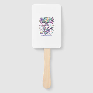 Unicorn Rockstar Unicorn Charming Apparel Graphic_ Hand Fan