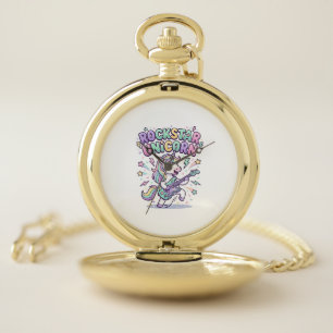 Unicorn Rockstar Unicorn Charming Apparel Graphic_ Pocket Watch