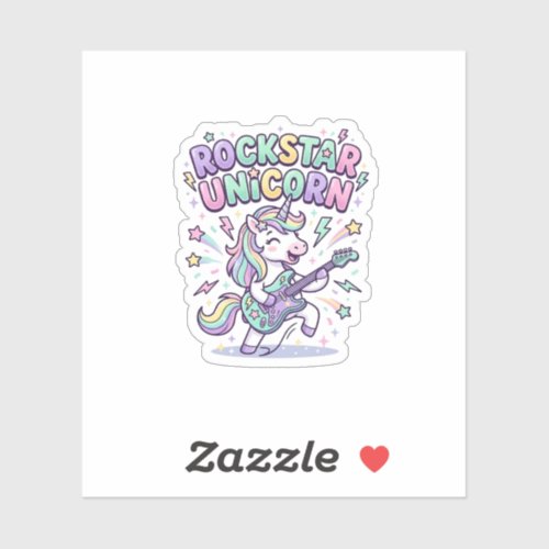 Unicorn Rockstar Unicorn Charming Apparel Graphic_ Sticker