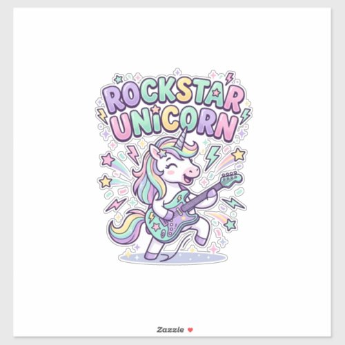 Unicorn Rockstar Unicorn Charming Apparel Graphic_ Sticker