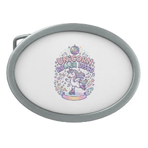 Unicorn Roller Disco Graphic Design T-Shirt Design Belt Buckle