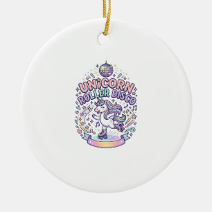 Unicorn Roller Disco Graphic Design T-Shirt Design Ceramic Ornament
