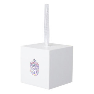 Unicorn Roller Disco Graphic Design T-Shirt Design Cube Ornament