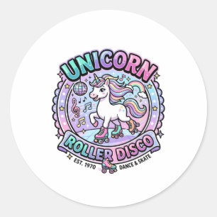 Unicorn Roller Disco POD Ready Marketplace Artwork Classic Round Sticker