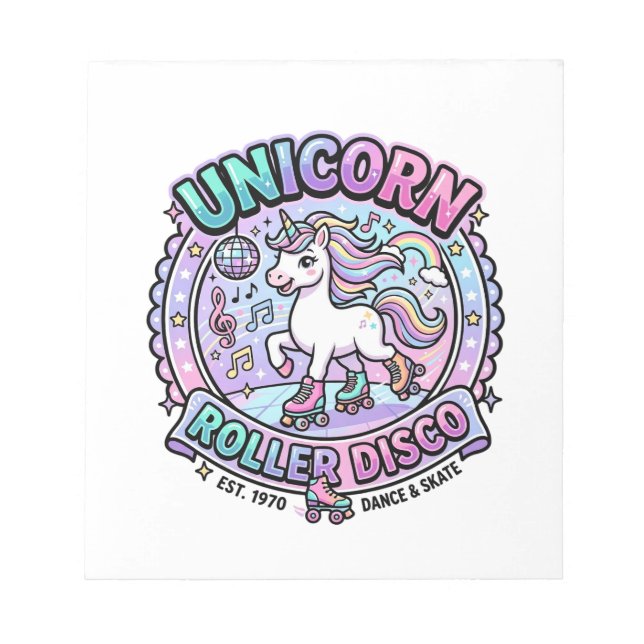 Unicorn Roller Disco POD Ready Marketplace Artwork Notepad (Front)