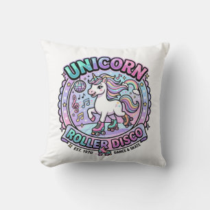 Unicorn Roller Disco POD Ready Marketplace Artwork Throw Pillow