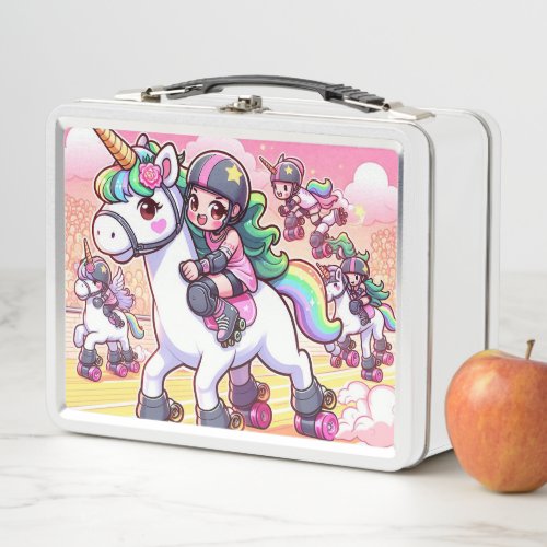 Unicorn Roller League Metal Lunch Box