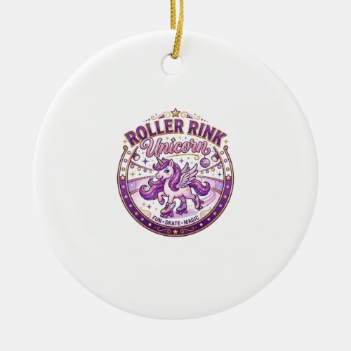Unicorn Roller Rink Unicorn POD Ready Merch Design Ceramic Ornament