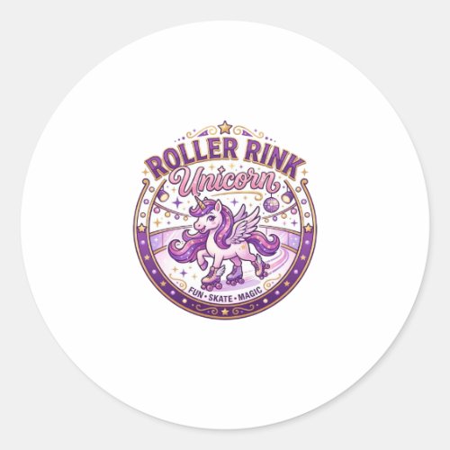 Unicorn Roller Rink Unicorn POD Ready Merch Design Classic Round Sticker