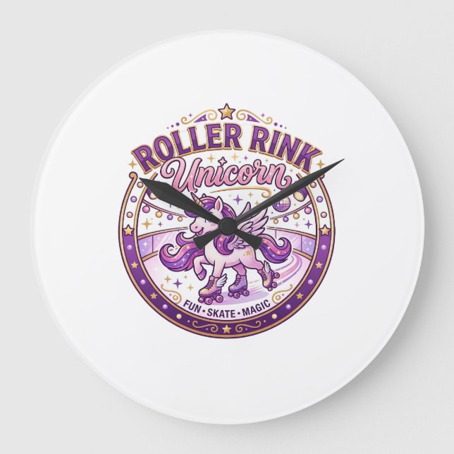 Unicorn Roller Rink Unicorn POD Ready Merch Design Large Clock (Front)