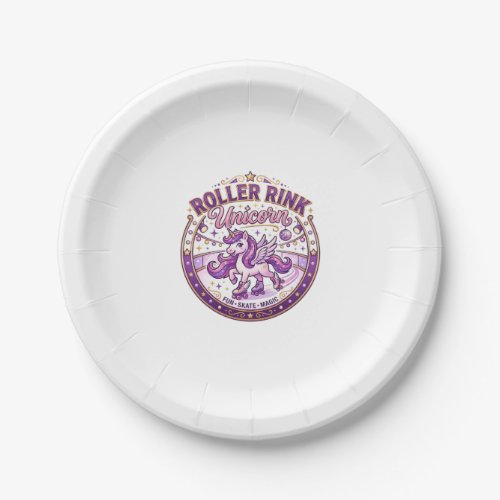 Unicorn Roller Rink Unicorn POD Ready Merch Design Paper Plates