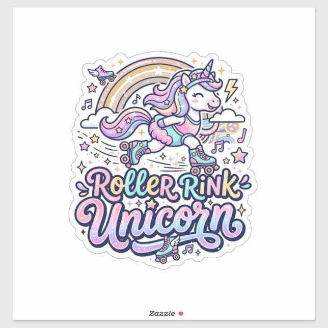 Unicorn Roller Rink Unicorn Premium Vector Sticker (Sheet)