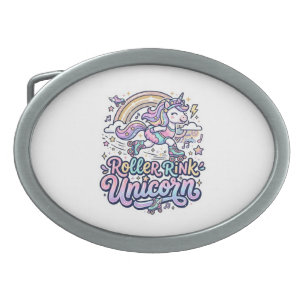Unicorn Roller Rink Unicorn Premium Vector Sticker Belt Buckle