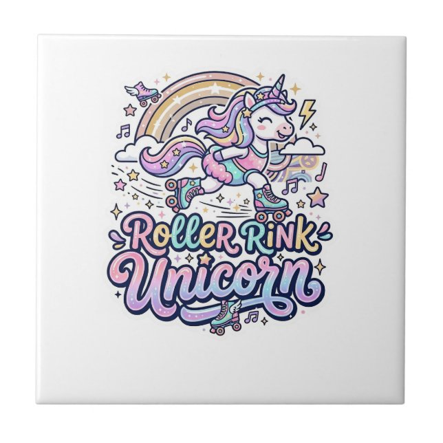 Unicorn Roller Rink Unicorn Premium Vector Sticker Ceramic Tile (Front)
