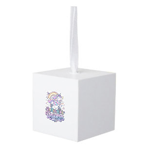 Unicorn Roller Rink Unicorn Premium Vector Sticker Cube Ornament