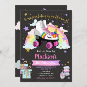 Unicorn Roller Skate Birthday Invitation (Front/Back)