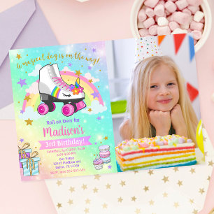 Unicorn Roller Skate Birthday Invitation