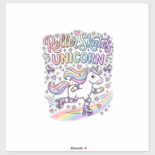 Unicorn Roller Skates Unicorn Playful Sticker and