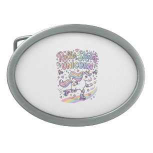 Unicorn Roller Skates Unicorn Playful Sticker and Belt Buckle