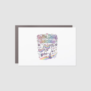Unicorn Roller Skates Unicorn Playful Sticker and Car Magnet