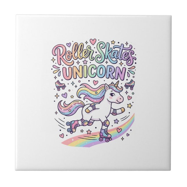 Unicorn Roller Skates Unicorn Playful Sticker and  Ceramic Tile (Front)