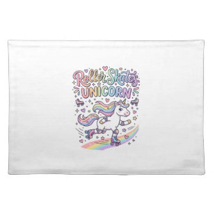 Unicorn Roller Skates Unicorn Playful Sticker and Cloth Placemat