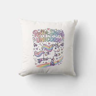 Unicorn Roller Skates Unicorn Playful Sticker and Throw Pillow