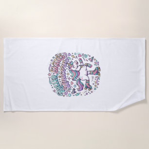 Unicorn Roller Skates Unicorn Retro Style Graphic  Beach Towel