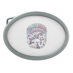 Unicorn Roller Skates Unicorn Retro Style Graphic Belt Buckle