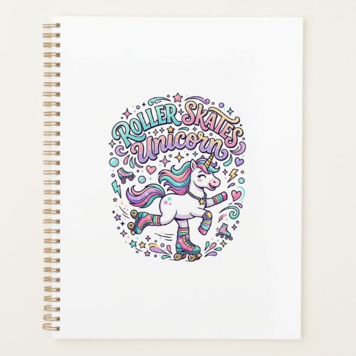 Unicorn Roller Skates Unicorn Retro Style Graphic Planner