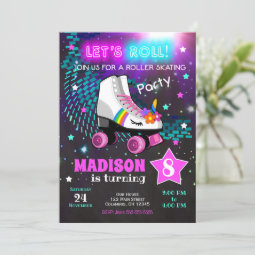 Unicorn Roller Skating Birthday Party Invitation | Zazzle