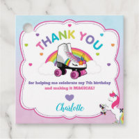 Unicorn Roller Skating Birthday Thank You Favor Favor Tags