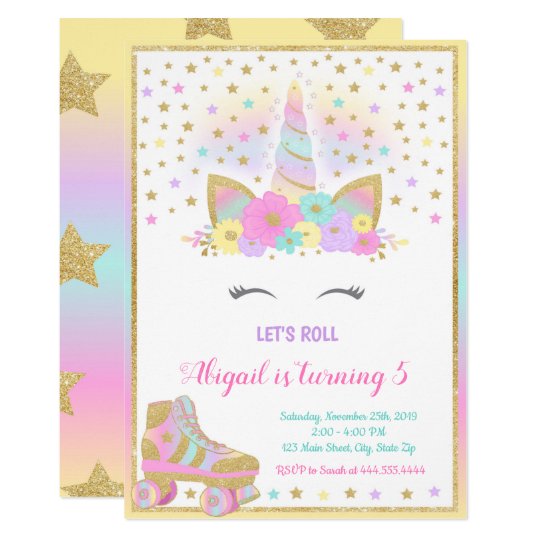 Unicorn Roller Skating Invitation Unicorn Invitation Zazzle Com