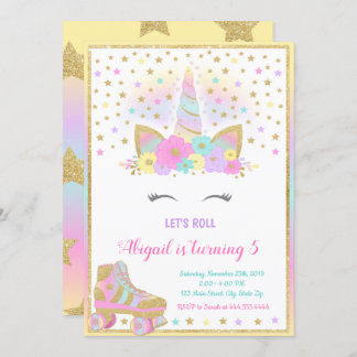 Unicorn Roller Skating Invitation, Unicorn Invitation