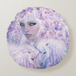 Unicorn Rose Goddess Art Decorator Pillow-Round Round Pillow