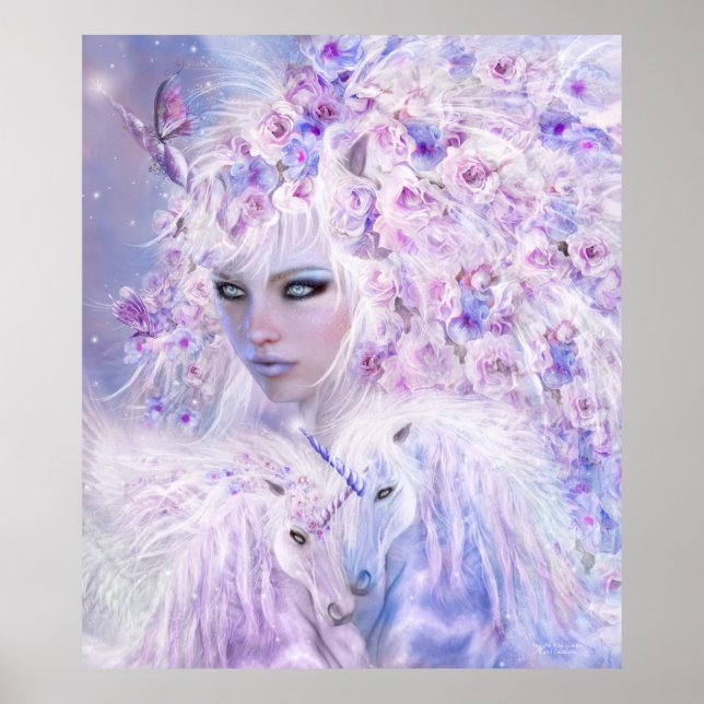 Unicorn Rose Goddess Fine Art Poster/Print Poster (Front)