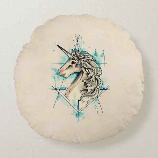 Unicorn Round Pillow (Front)