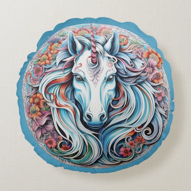 Unicorn Round Pillow (Front)