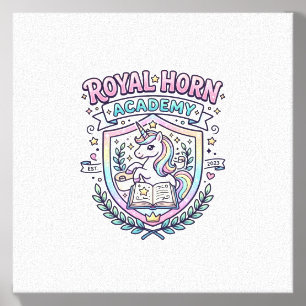 Unicorn Royal Horn Academy Bold Typography Print o Canvas Photo Tile