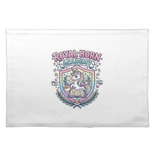 Unicorn Royal Horn Academy Bold Typography Print o Cloth Placemat