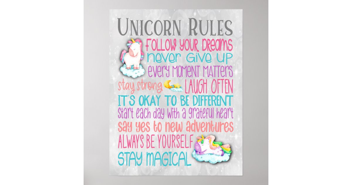 unicorn-rules-motivational-quotes-16x20-poster-zazzle