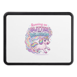 Unicorn Running on Glitter and Delusion Charming M Hitch Cover