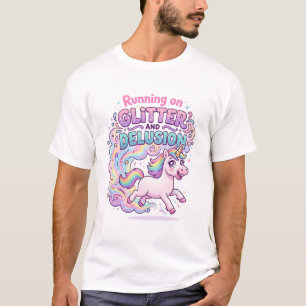 Unicorn Running on Glitter and Delusion Charming M T-Shirt