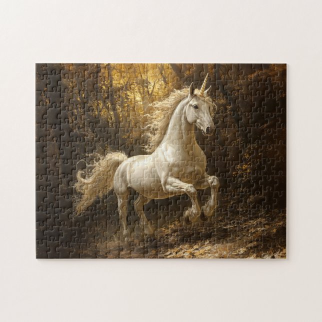 Unicorn Running Through The Forest Painting Jigsaw Puzzle (Horizontal)